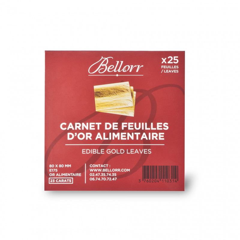 100 feuilles d'or 35 mm X 35 mm comestible alimentaire